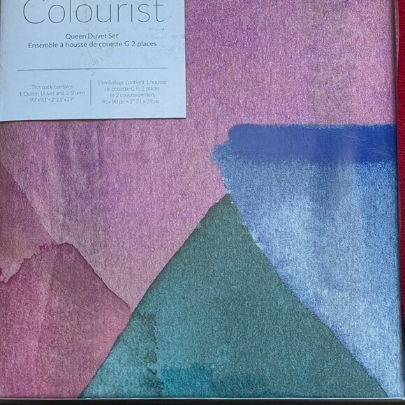 Bluebellgray Queen Duvet Cover Set 3-Piece Blue Abstract Cotton Bedding - Picture 4 of 7